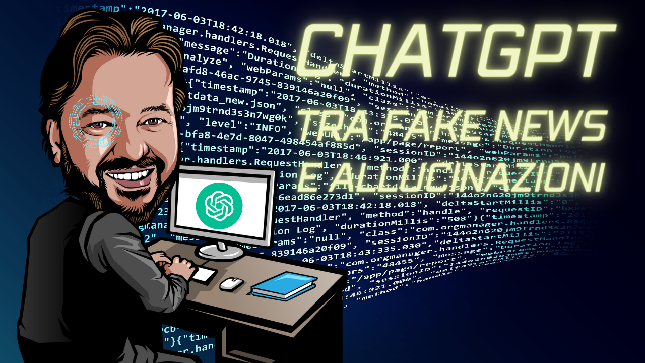 Avatar di Gianluigi Bonanomi accanto a una grafica su ChatGPT e sulle allucinazioni dei chatbot