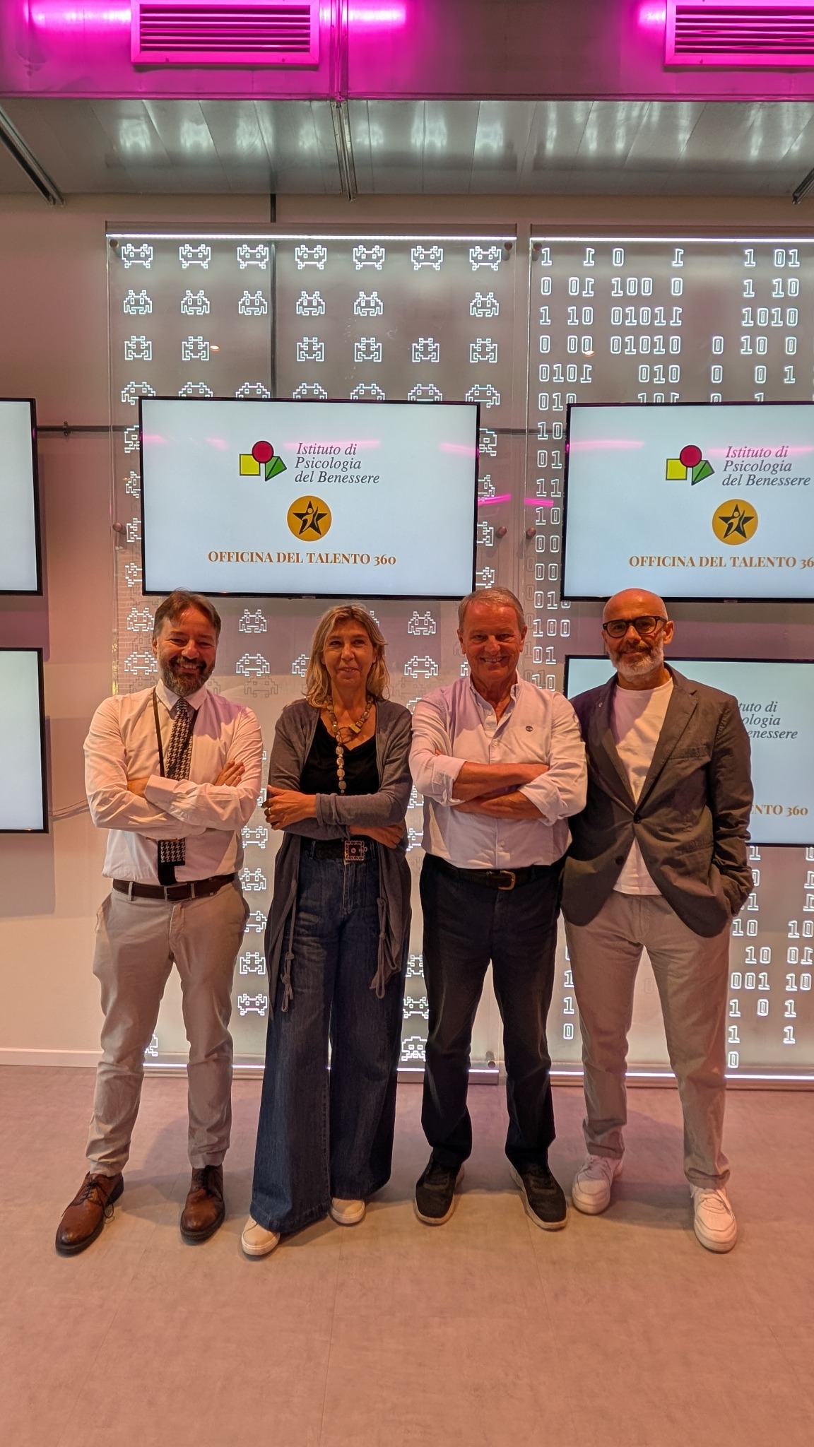 Gianluigi Bonanomi con Michela Nestori, Leonardo Milani e Roberto Guidarelli a Officina del Talento 360