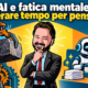 Avatar di Gianluigi Bonanomi tra una macchina che solleva un carico e un assistente AI che riordina documenti: AI e fatica mentale.
