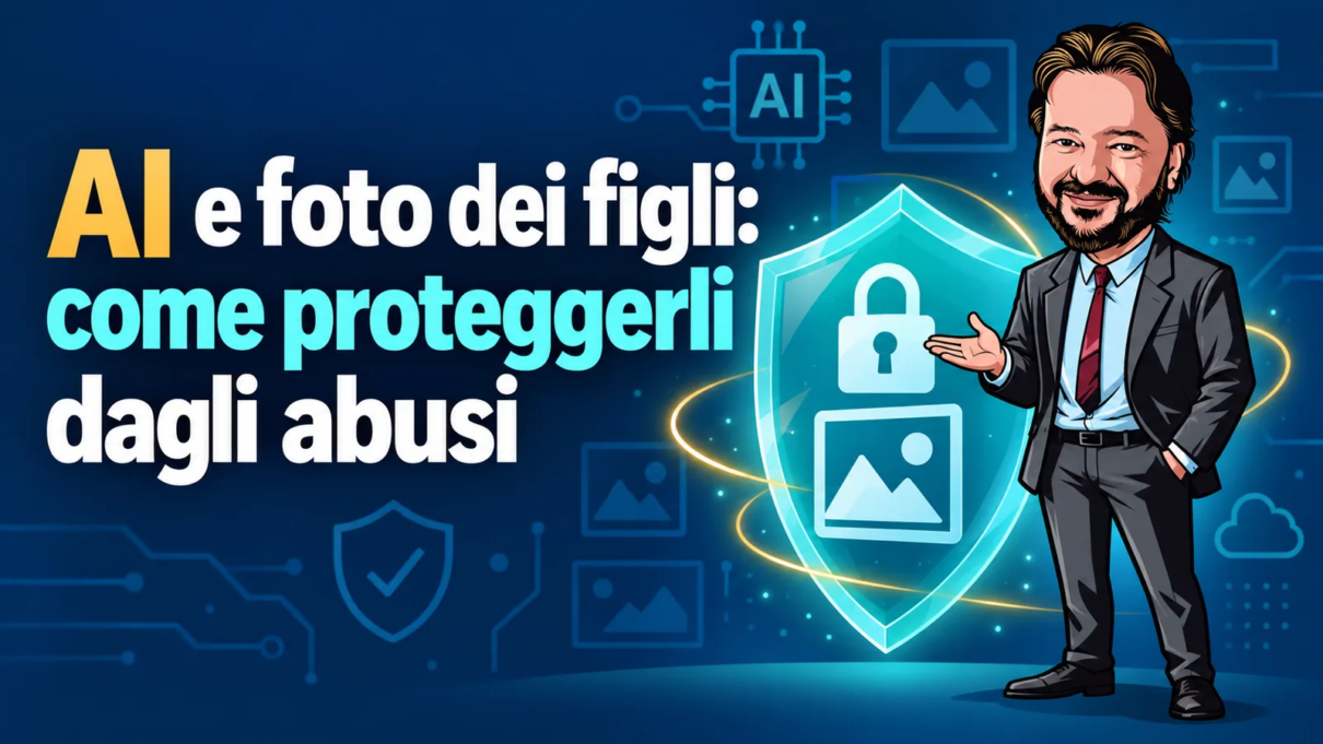 Avatar di Gianluigi Bonanomi accanto a uno scudo digitale che protegge un simbolo fotografico