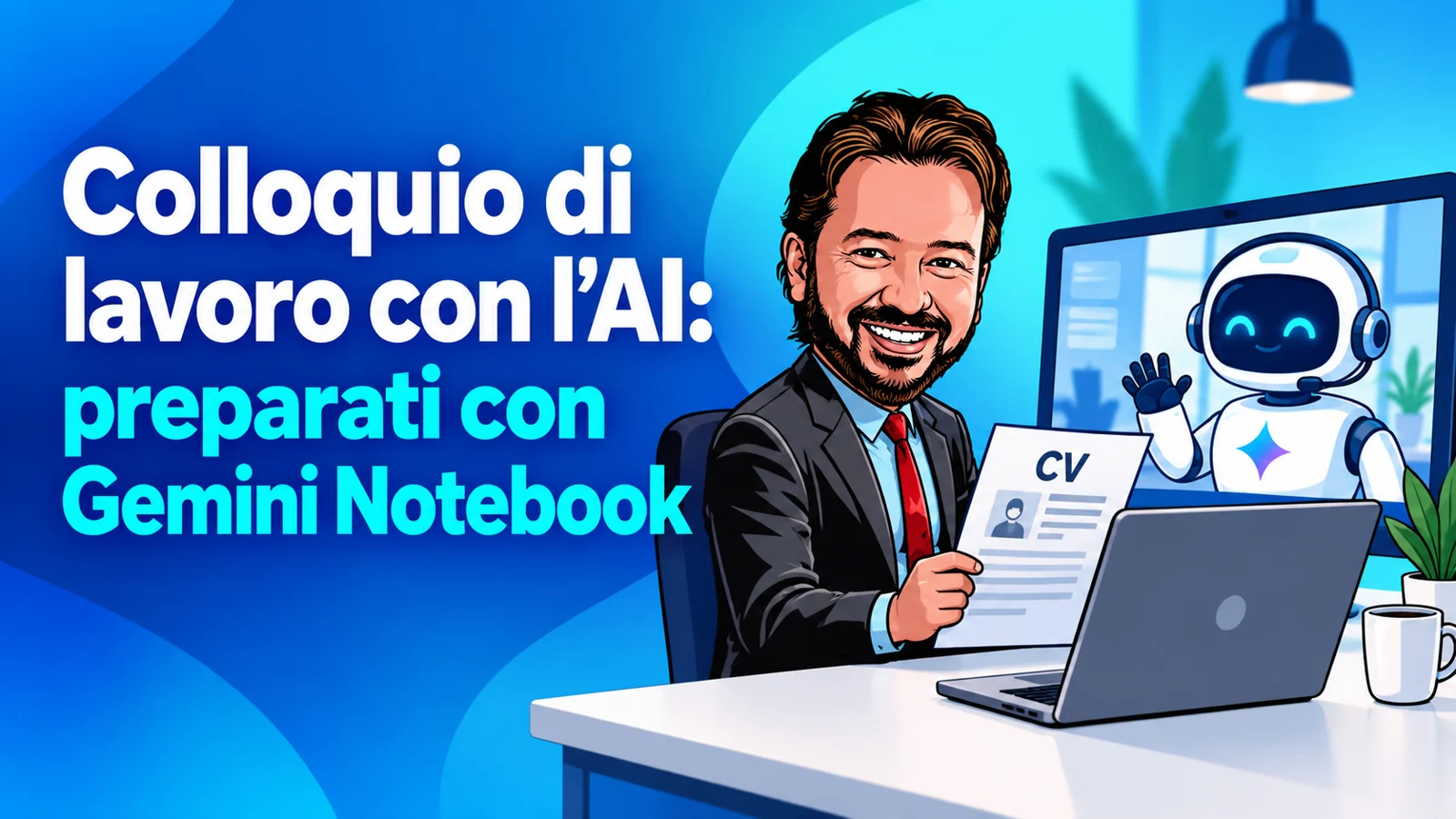 Avatar di Gianluigi Bonanomi simula un colloquio di lavoro con l’AI di Gemini Notebook