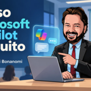 Corso Microsoft Copilot gratuito Gianluigi Bonanomi presenta il corso Microsoft Copilot gratuito, con il suo avatar accanto a un computer