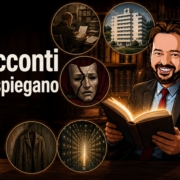 Avatar di Gianluigi Bonanomi con simboli di sette racconti letterari e intelligenza artificiale