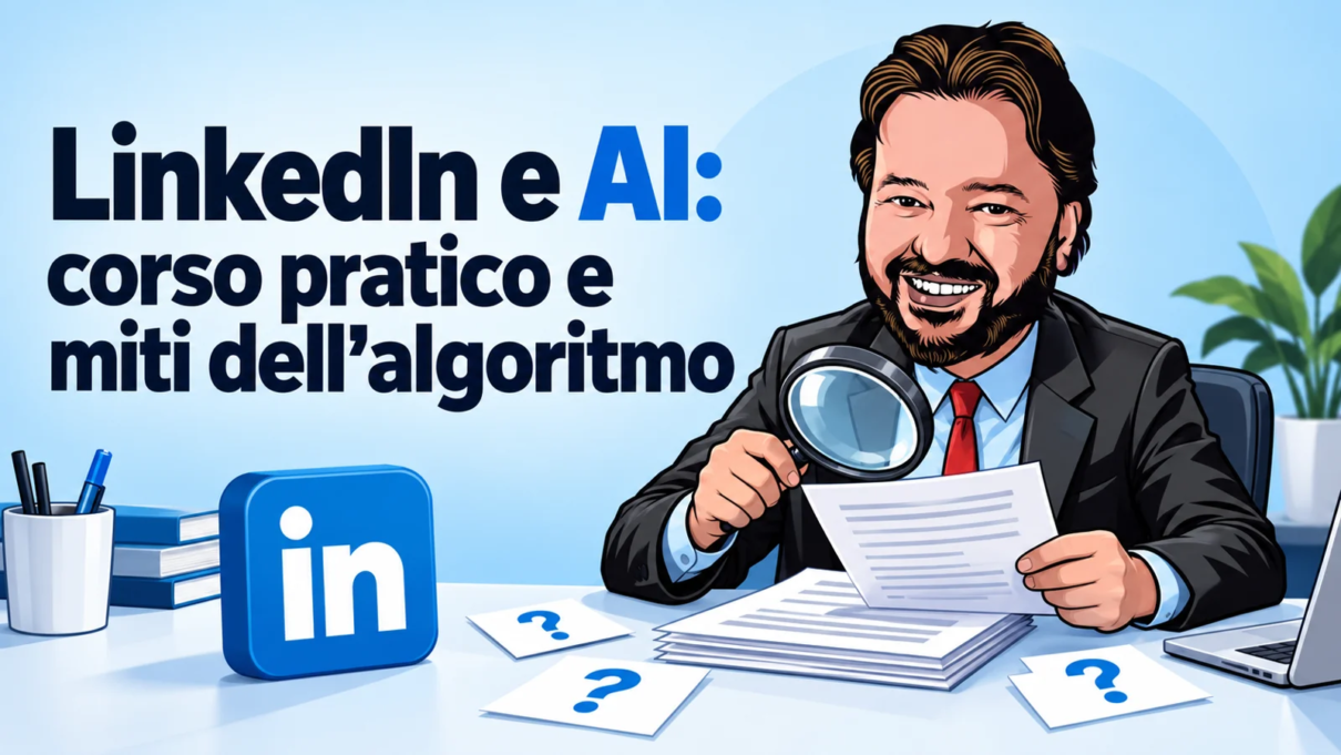 Gianluigi Bonanomi verifica le fonti su LinkedIn e AI per un corso pratico