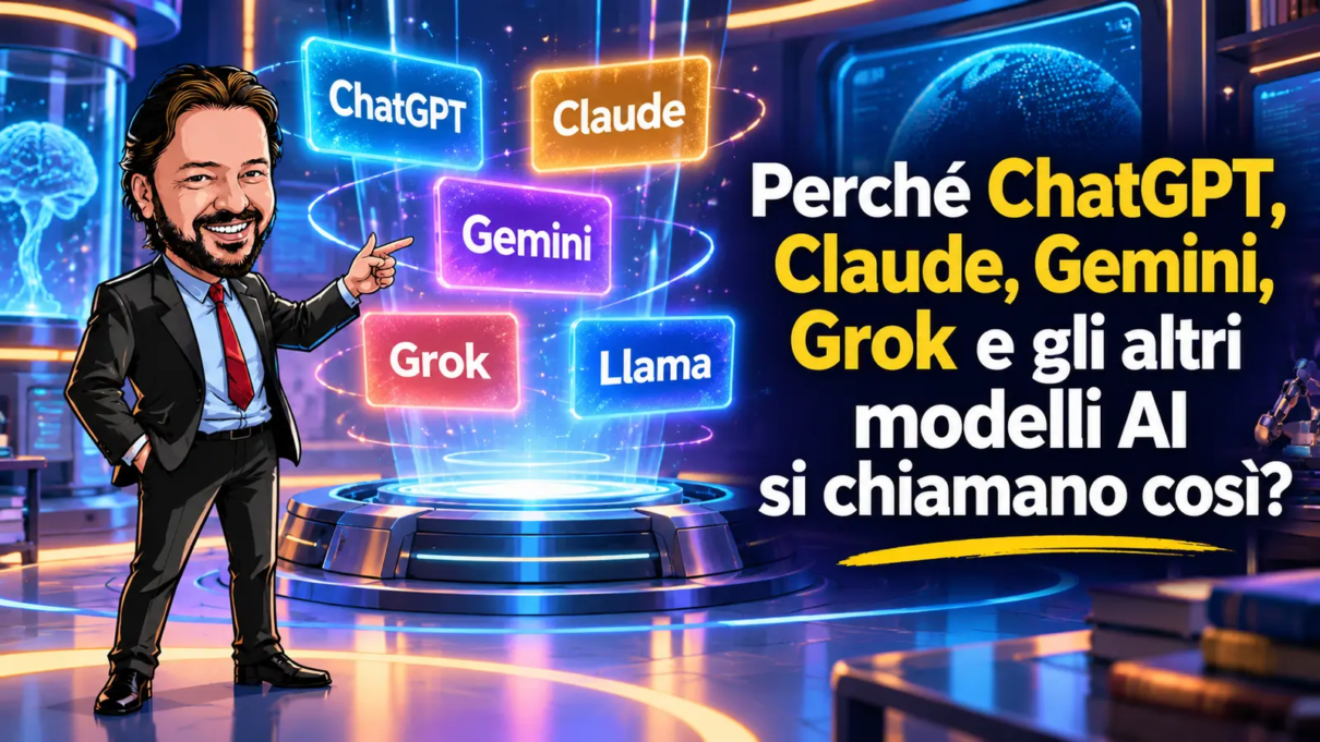 Copertina dell'articolo sui nomi dei modelli di intelligenza artificiale con Gianluigi Bonanomi