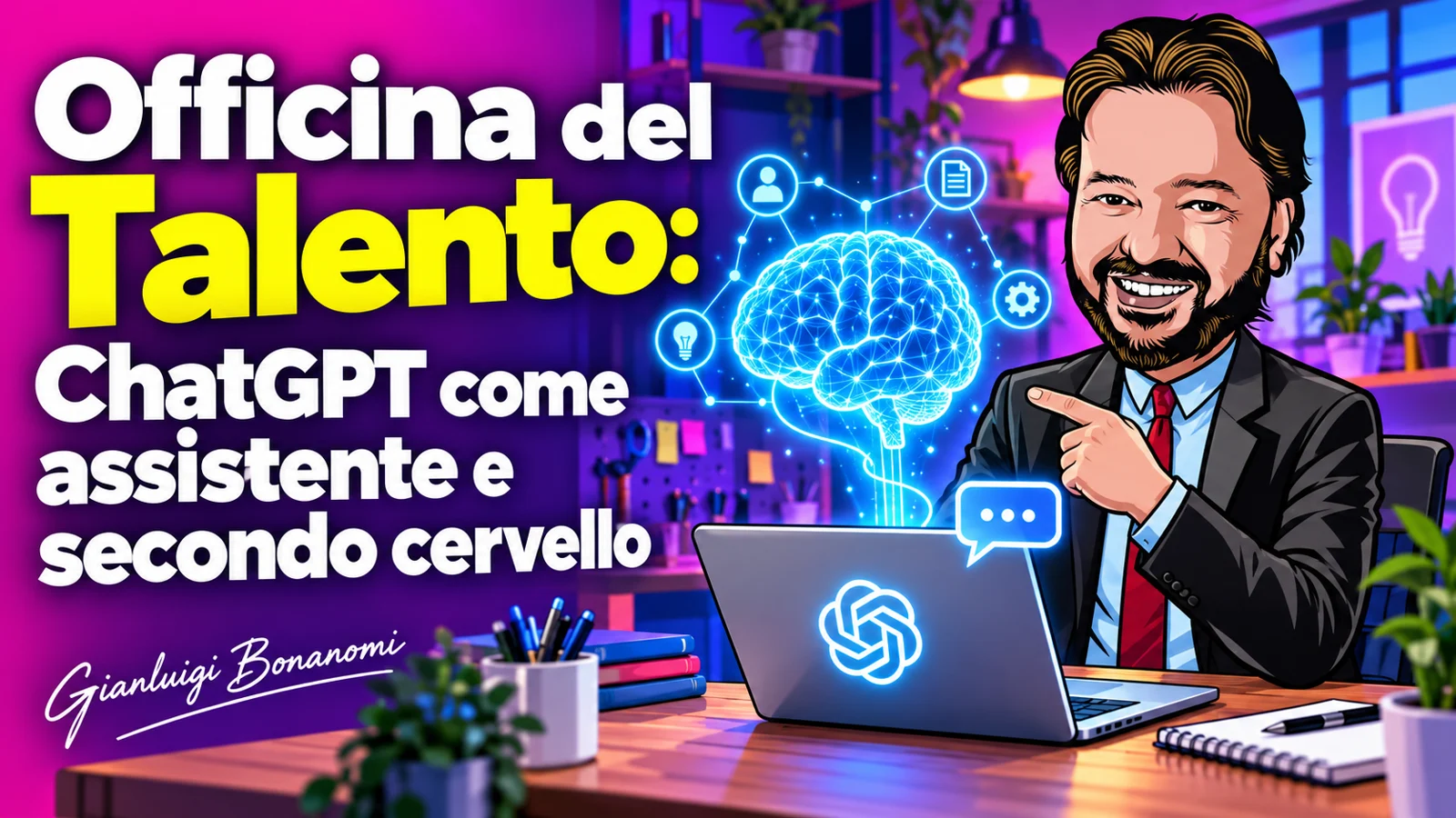Officina del Talento: avatar di Gianluigi Bonanomi con ChatGPT e un secondo cervello digitale