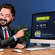 Gianluigi Bonanomi guarda sul monitor la locandina del webinar gratuito sugli agenti AI