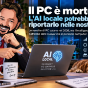 Il PC è morto? AI locale e futuro del computer domestico Avatar di Gianluigi Bonanomi accanto a un computer con AI locale, copertina articolo sul futuro dei PC
