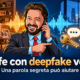 Avatar di Gianluigi Bonanomi al telefono indica una chiave, simbolo della frase segreta contro le truffe con deepfake vocali in azienda e in famiglia.