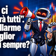 «L’AI ci ucciderà tutti». È un allarme o il miglior spot di sempre? Gianluigi Bonanomi osserva un robot con megafono e monete: il marketing della paura dell’intelligenza artificiale.