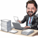 Avatar di Gianluigi Bonanomi alla scrivania, per il test di ChatGPT sulle varianti grafiche