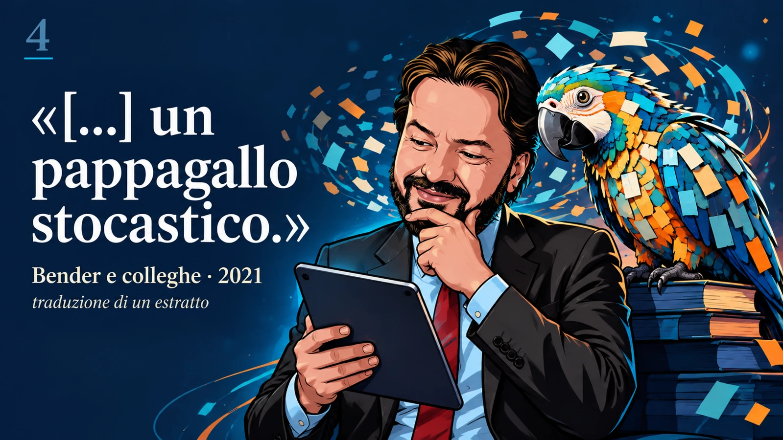 Avatar di Gianluigi Bonanomi con la citazione 4 di Bender e colleghe · 2021: […] un pappagallo stocastico.
