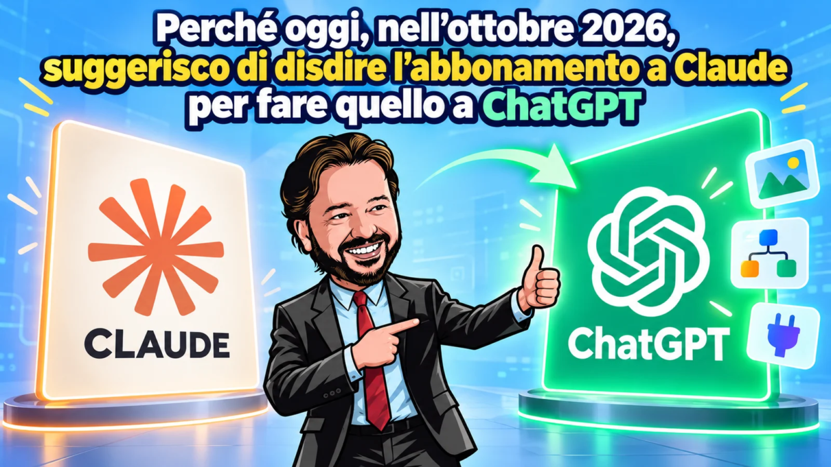 L’avatar di Gianluigi Bonanomi sceglie ChatGPT tra due pannelli dedicati a Claude e ChatGPT.