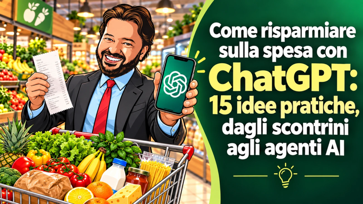 Gianluigi Bonanomi al supermercato presenta come risparmiare sulla spesa con ChatGPT, dagli scontrini agli agenti AI