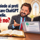 Gianluigi Bonanomi e un sacerdote preparano un’omelia con appunti personali e ChatGPT al computer